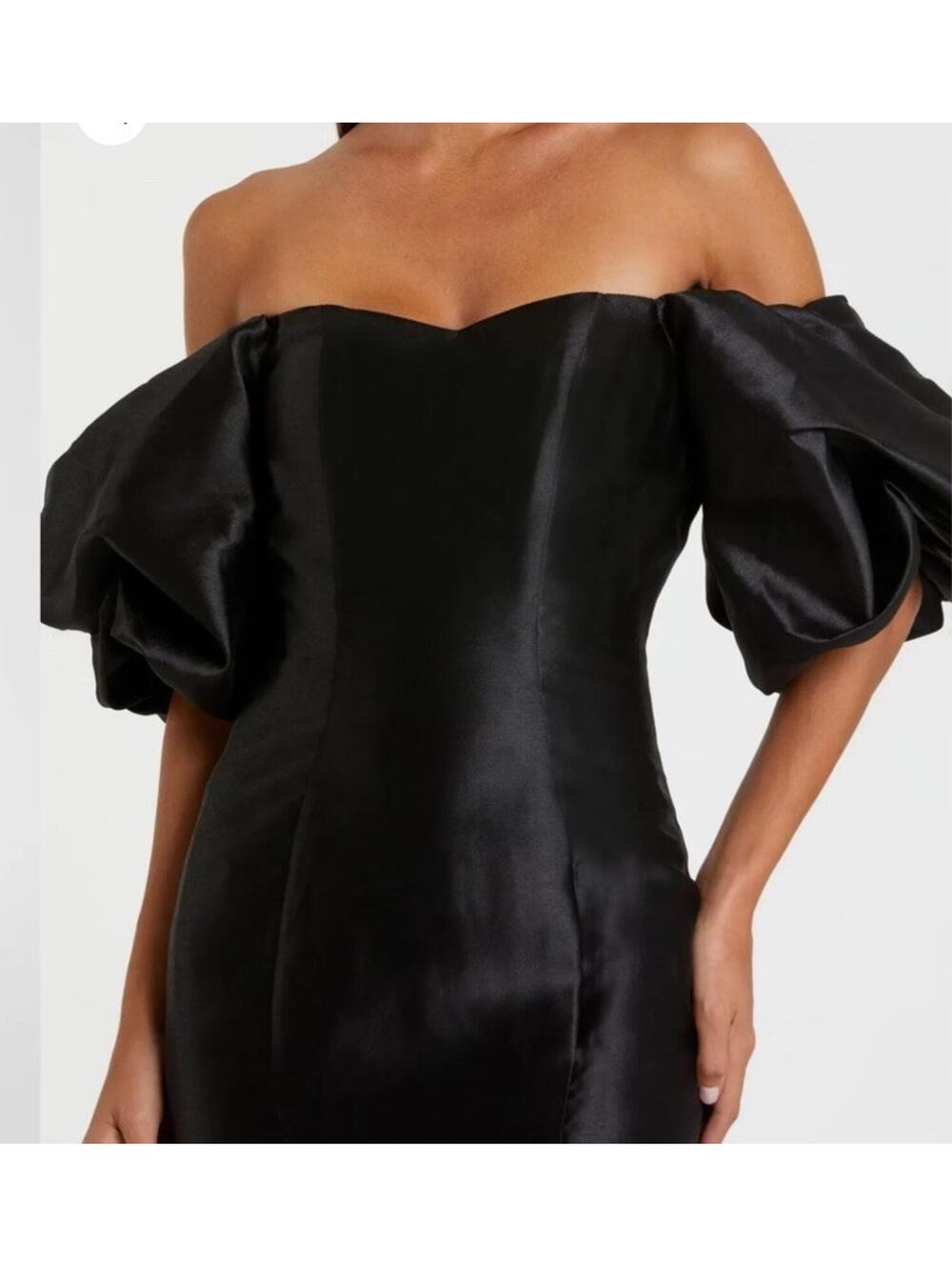New Mac Duggal Sweetheart Off The Shoulder Puff Sleeve Gown In Black Sz 8 $498 - Picture 2 of 9